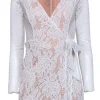Lilly Pulitzer - White Lace Long Sleeve Mini Wrap Romper Sz XS