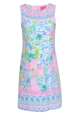 Lilly Pulitzer - White w/ Blue, Pink, & Green Print Dress Sz S
