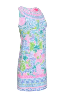 Lilly Pulitzer - White w/ Blue, Pink, & Green Print Dress Sz S