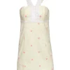Lilly Pulitzer - Yellow, White & Pink Striped & Horseshoe Embroidered Cotton Halter Dress Sz 00