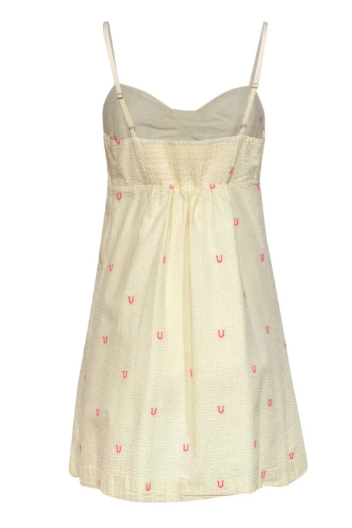Lilly Pulitzer - Yellow, White & Pink Striped & Horseshoe Embroidered Cotton Dress Sz 12