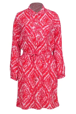 Lilly Pullitzer - Pink & White Long Sleeve Button Front Dress Sz 8