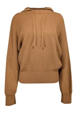 Lilysilk - Toffee Brown Cashmere Sweater w/ Detachable Hood Sz M