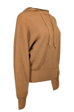 Lilysilk - Toffee Brown Cashmere Sweater w/ Detachable Hood Sz M