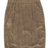 Linda Allard for Ellen Tracy - Vintage Tan & Black Printed Silk Skirt Sz 8P