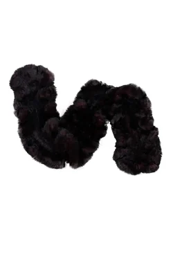 Linda Richards - Maroon & Black Rabbit Fur Scarf