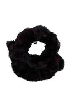Linda Richards - Maroon & Black Rabbit Fur Scarf