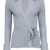 Live the Process - Grey Ribbed Wrap Top Sz M