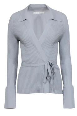 Live the Process - Grey Ribbed Wrap Top Sz M