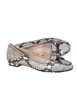 L.K. Bennett - Cream & Black Snake Skin Print Leather Flats Sz 8.5