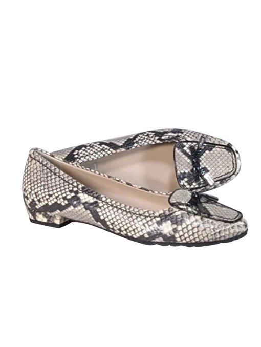 L.K. Bennett - Cream & Black Snake Skin Print Leather Flats Sz 8.5