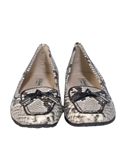 L.K. Bennett - Cream & Black Snake Skin Print Leather Flats Sz 8.5