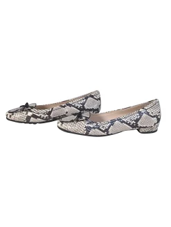 L.K. Bennett - Cream & Black Snake Skin Print Leather Flats Sz 8.5
