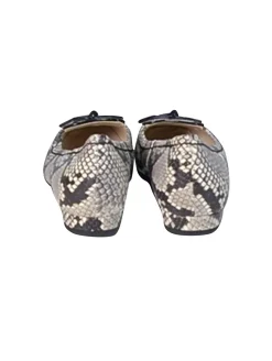 L.K. Bennett - Cream & Black Snake Skin Print Leather Flats Sz 8.5