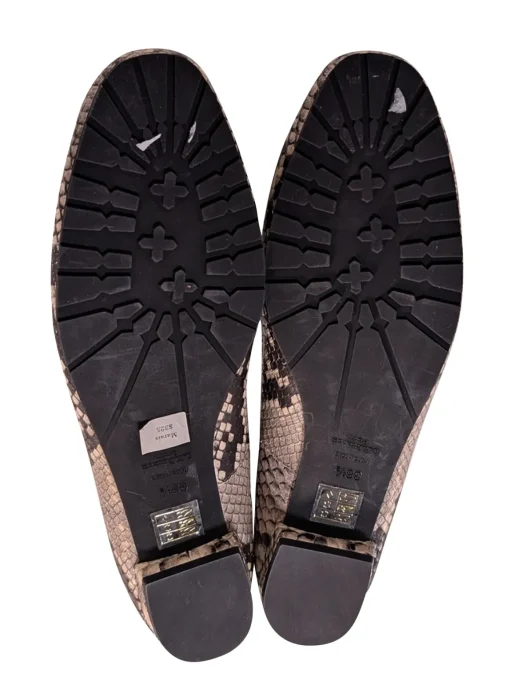 L.K. Bennett - Cream & Black Snake Skin Print Leather Flats Sz 8.5