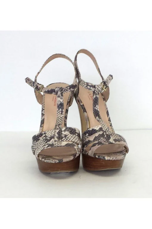 L.K. Bennett - Snake Print Leather Platform Sandals Sz 8