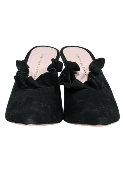 Loeffler Randall - Black Suede Ruffle Mule Heels Sz 7