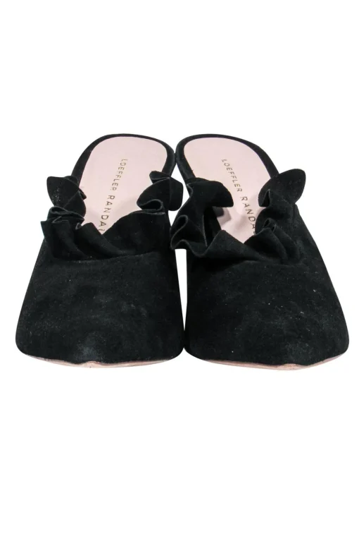 Loeffler Randall - Black Suede Ruffle Mule Heels Sz 7