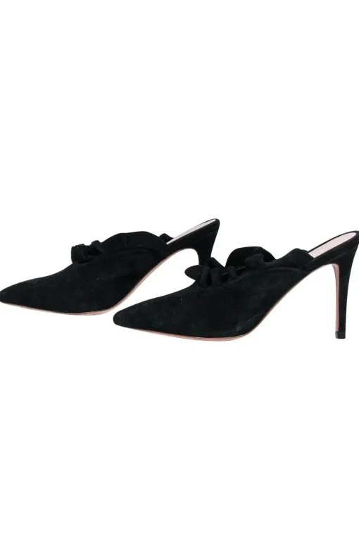 Loeffler Randall - Black Suede Ruffle Mule Heels Sz 7