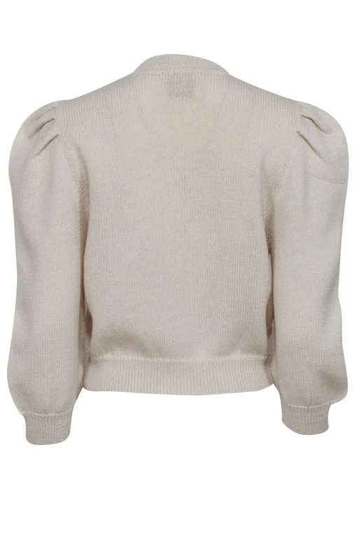 Loeffler Randall - Cream Wool Button Front Cardigan w/ Rhinestone Detail Sz S