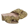 Loeffler Randall - Gold Crinkle Texture Knotted Block Heel Mule Pumps Sz 9