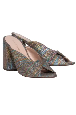 Loeffler Randall - Multicolor Glitter Twisted Block Heel Mules Sz 7.5