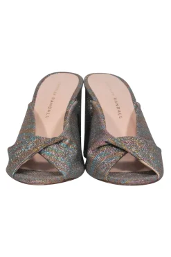 Loeffler Randall - Multicolor Glitter Twisted Block Heel Mules Sz 7.5