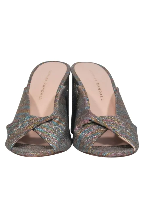 Loeffler Randall - Multicolor Glitter Twisted Block Heel Mules Sz 7.5