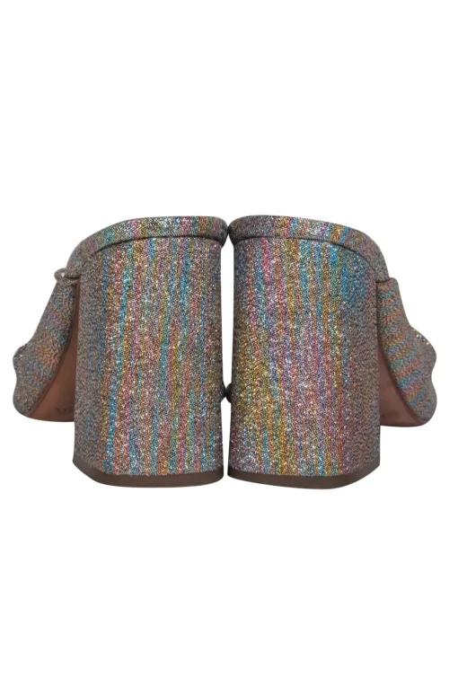 Loeffler Randall - Multicolor Glitter Twisted Block Heel Mules Sz 7.5