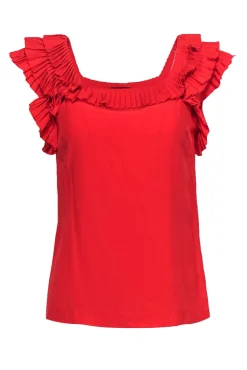 Loeffler Randall - Red Silk Ruffle Top Sz 0