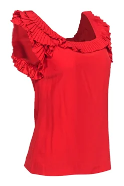 Loeffler Randall - Red Silk Ruffle Top Sz 0
