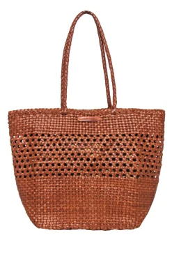 Loeffler Randall - Tan Woven "Maya" Handbag w/ Leopard Tie Detail