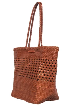 Loeffler Randall - Tan Woven "Maya" Handbag w/ Leopard Tie Detail