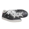 Lola Cruz - Silver Leather Low Top Sneakers w/ Jeweled Star Embellishments Sz 8