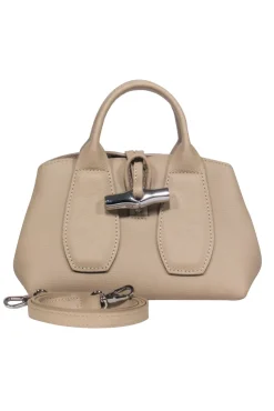 Longchamp - Taupe Leather Mini Crossbody Purse