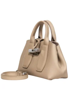 Longchamp - Taupe Leather Mini Crossbody Purse