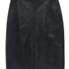 Loro Piana - Black Pebbled Leather Pencil Skirt w/ Front Slit Sz 6