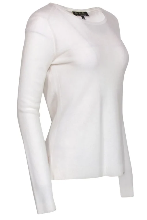 Loro Piana - White Textured Knit Cashmere Sweater Sz 10