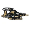 Louis Vuitton - Gold & Black Python Embossed Strappy Gladiator Sandals Sz 9.5