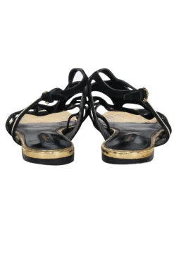 Louis Vuitton - Gold & Black Python Embossed Strappy Gladiator Sandals Sz 9.5