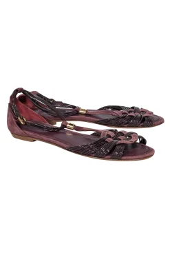 Louis Vuitton - Plum Purple Leather & Suede Strappy Sandals Sz 9