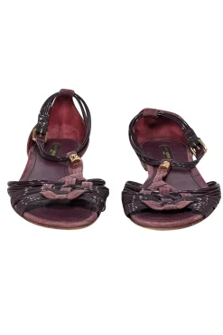 Louis Vuitton - Plum Purple Leather & Suede Strappy Sandals Sz 9
