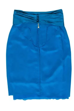 Louis Vuitton - Teal Silk Skirt w/ Satin Sash Sz 4