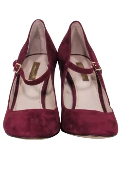 Louise et Cie - Oxblood Suede Mary Jane Block Heels Sz 7