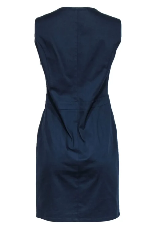 Love Moschino - Navy Cotton Sheath Dress w/ White Embroidery Sz 8