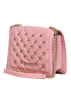 Love Moschino - Pink Faux Leather Heart Stud Crossbody Bag