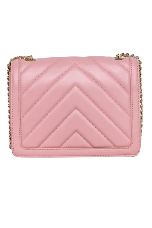 Love Moschino - Pink Faux Leather Heart Stud Crossbody Bag