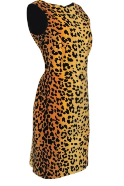 Love Moschino - Tan & Black Velvet Leopard Print Sleeveless Sheath Dress Sz 10