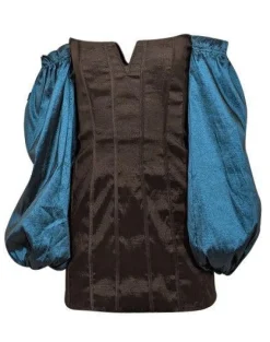Lovers + Friends - Black Taffeta boning Dress w/ Teal Off The Shoulder Long Sleeves Sz M