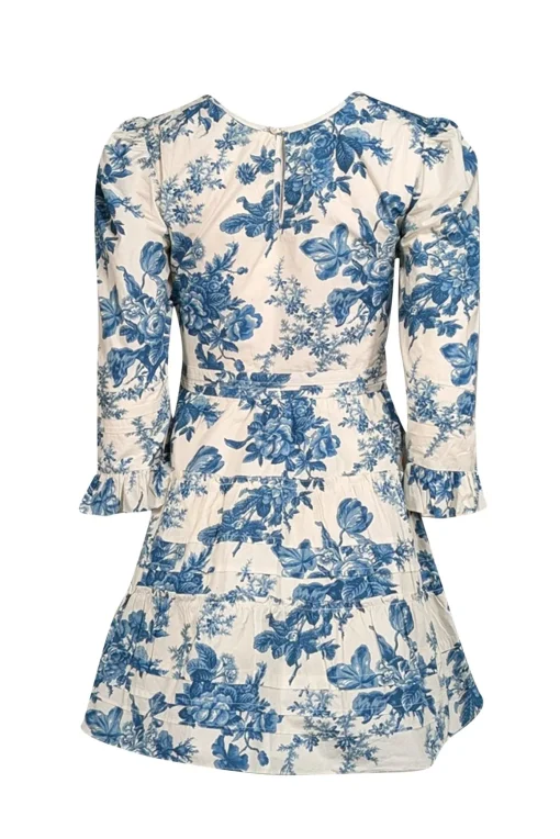 LoveShackFancy - Ivory & Blue Floral Cotton Dress Sz 2